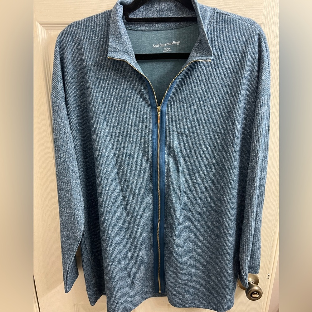 Soft Surroundings Blue Ribbed Sweater — XL, NWOT